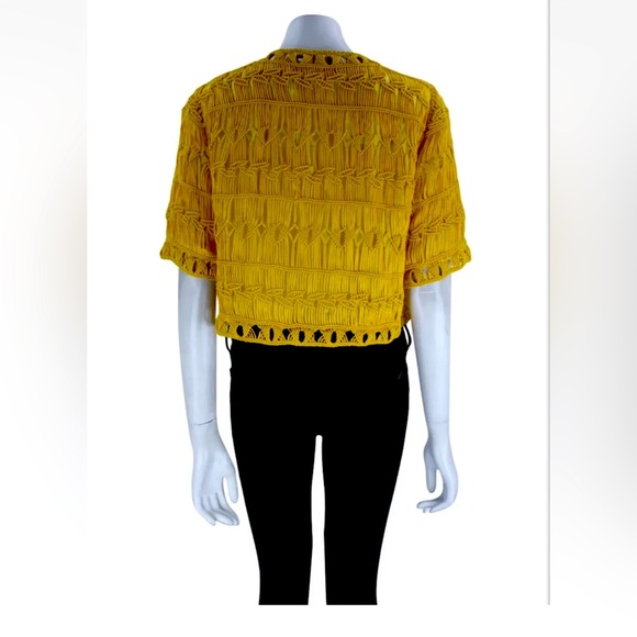 Diane von Furstenberg Yellow Guelda Crochet macrame Bolero. - Picture 2 of 5